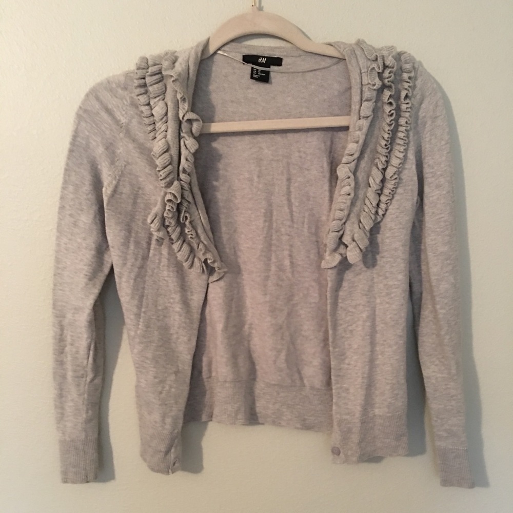 H&M Grey Ruffle Cardigan